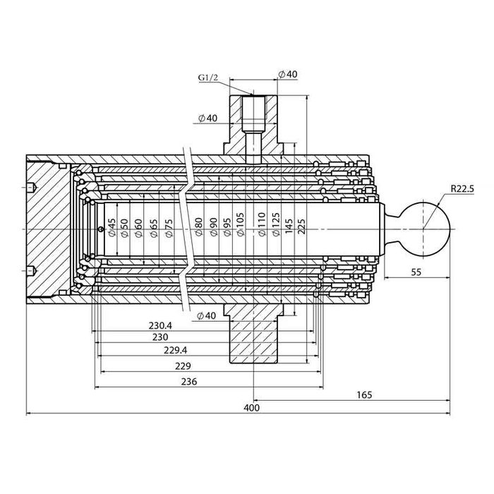 Cilindru telescopic hidraulic  pentru remorca 5 trepte
