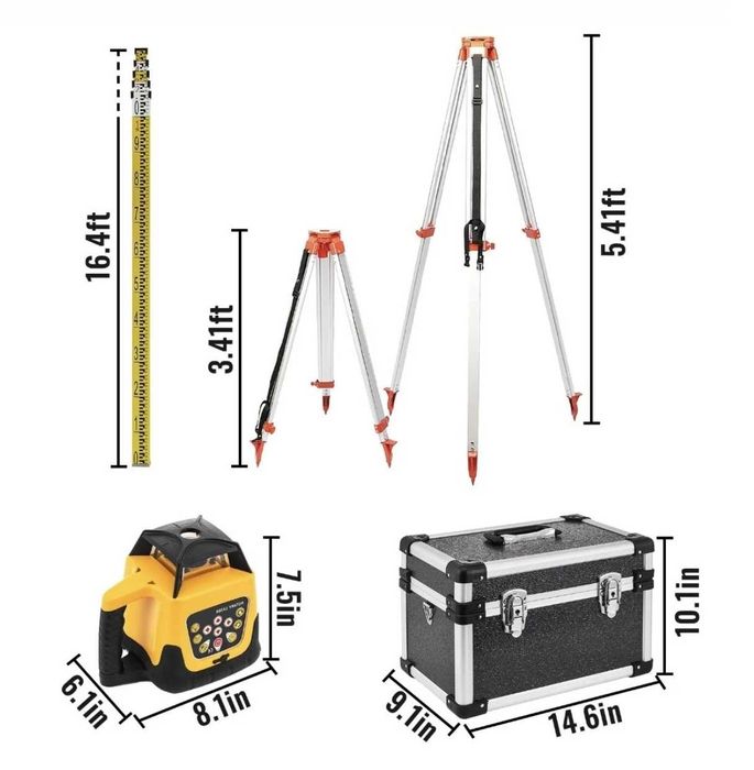 Vevor 500 м Ротационен Лазерен нивелир 360°