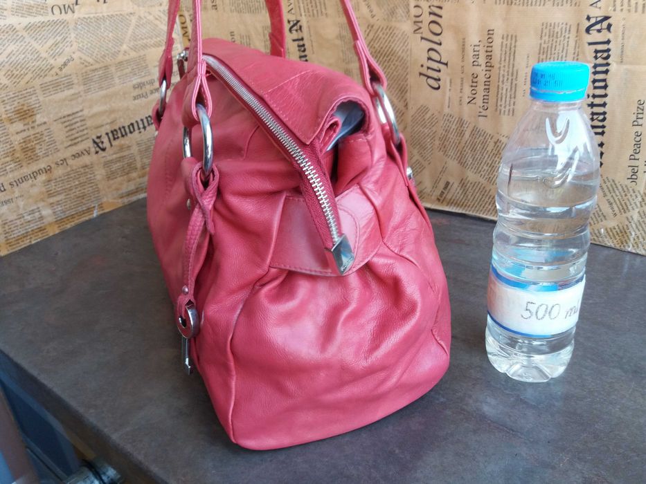 дамска червена чанта PICARD,кожена- естествена кожа