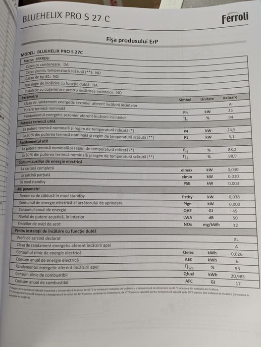 Centrala termica Ferroli 25 kw nominal