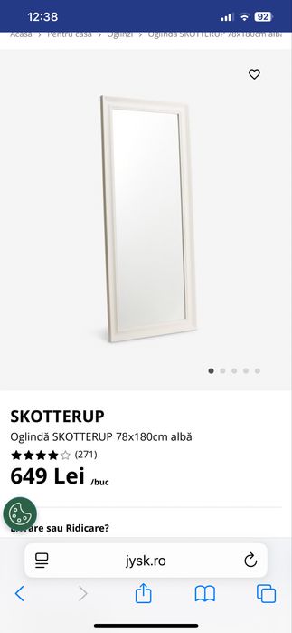 Oglinda rama lemn alb 180X78 cm nou