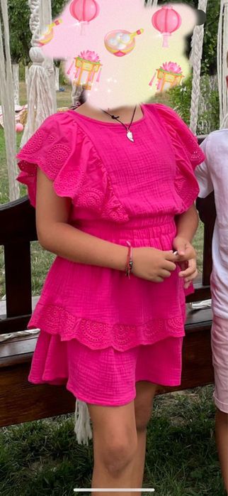 Rochie bumbac fetite 7-8 ani