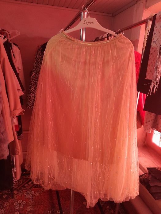 Двойка юбка французская длина в сетку