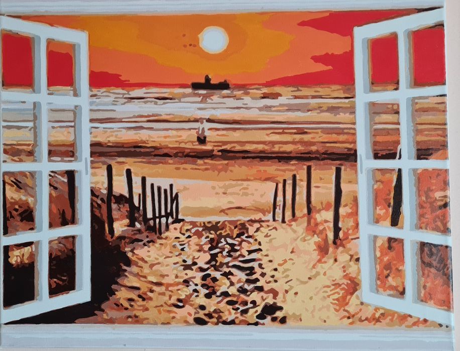 Tablouri pictate cu drag, în tehnica goblenului.