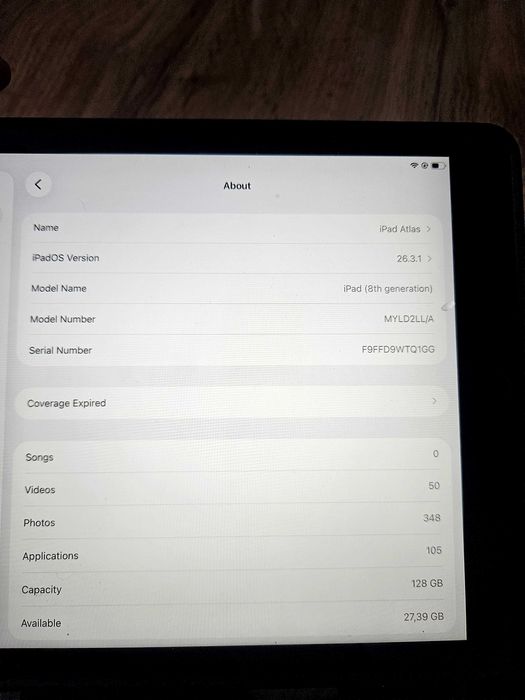 Ipad 8th, 128gb black