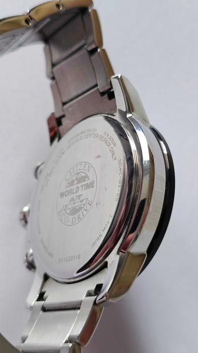 Mens CITIZEN Eco-Drive World Time Atomic Chrono. S Steel Watch H820