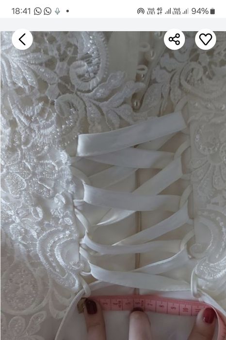 Rochie de mireasa cu corset reglabil din dantela si satin