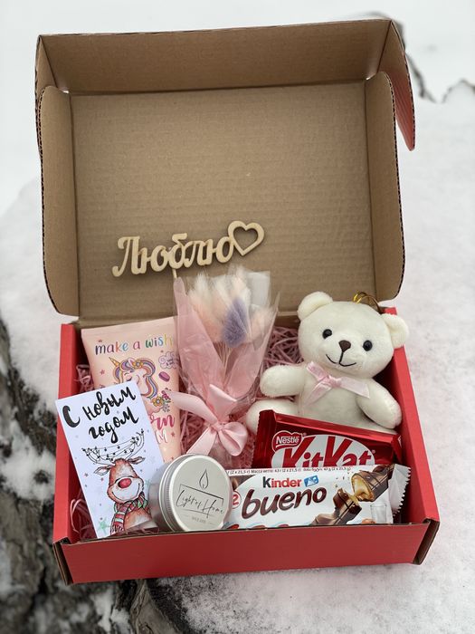 Бокс с мишкой белым с доставкой