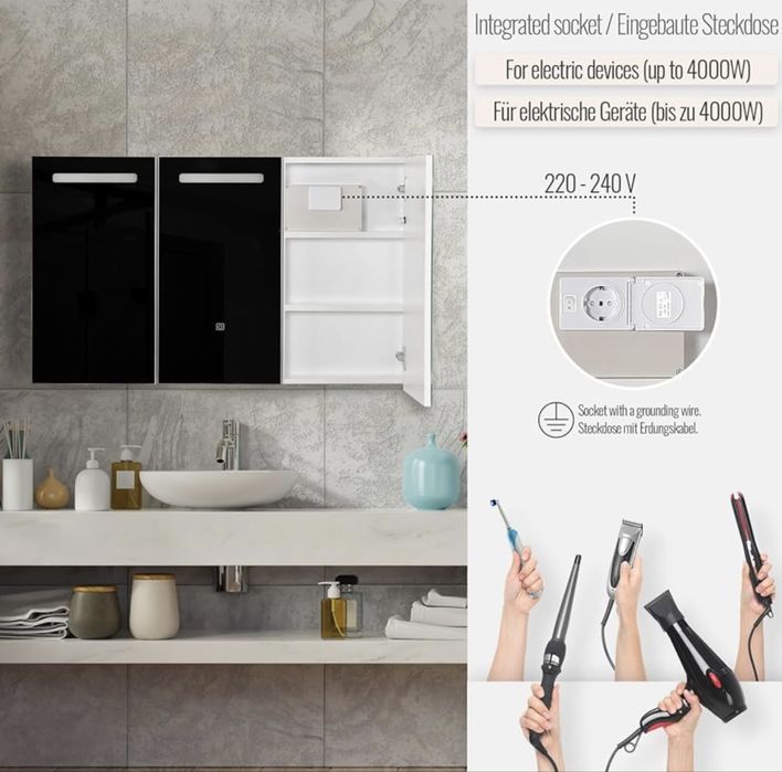 Огледално шкафче за баня Aquamarin® с LED осветление