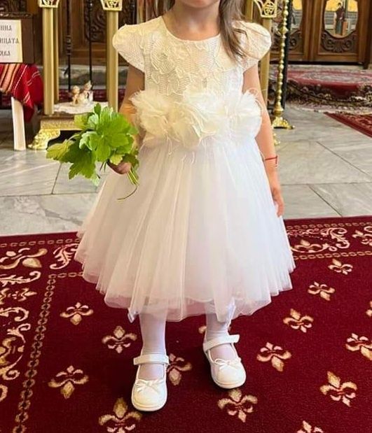 Бяла детска рокля за Кръщене