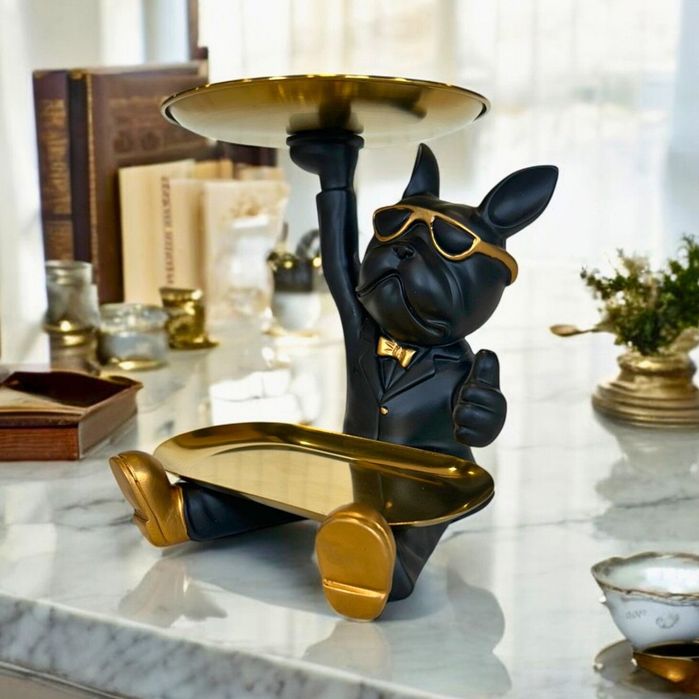 Фигурка декоративная конфетница бульдог органайзер для конфет