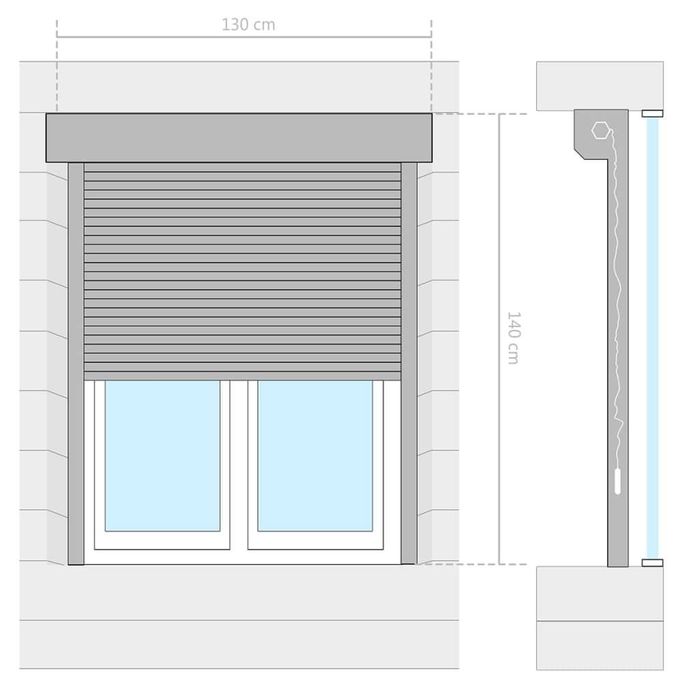 Външна ролетна щора, алуминий, 130x140 см, бяла