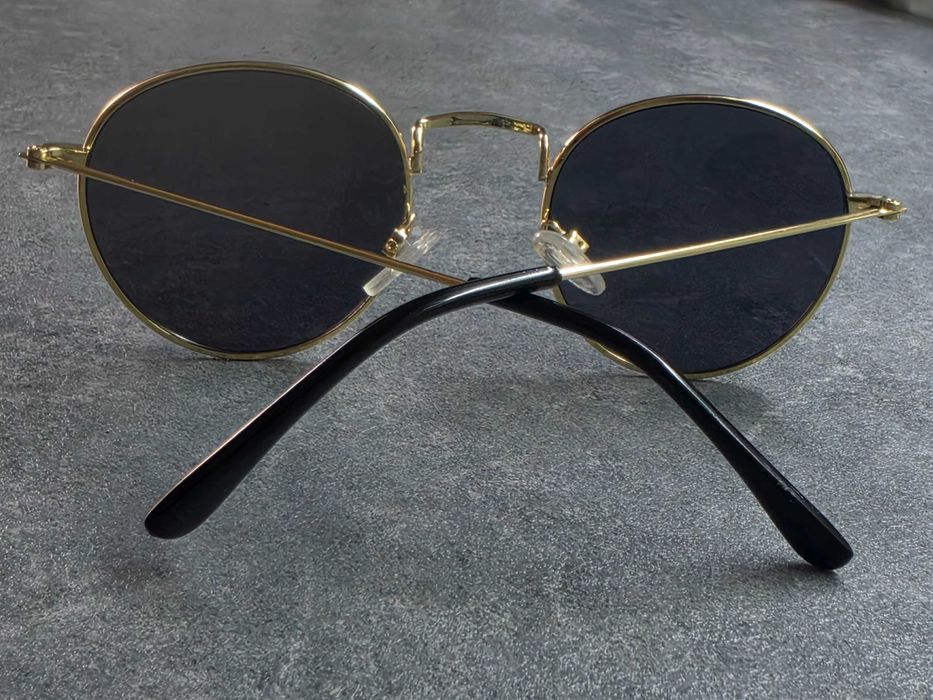 Ochelari de soare rotunzi cu ramă aurie, stil Retro / Unisex