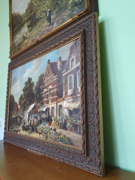 Изключителна антикварна авторска майсторска картина масло върху платно