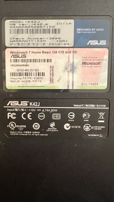 Ноутбук ASUS K42J