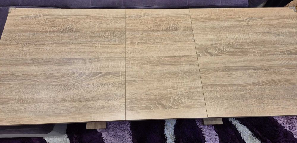 Разтегателна холна маса – цвят сонома/бяло – 140–182 см