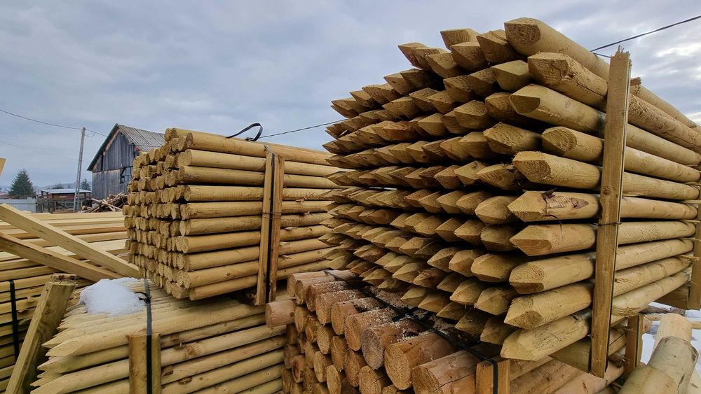 Stalp din lemn rotund ascutit diametru 10cm, L=2,0m natur sau tratat!