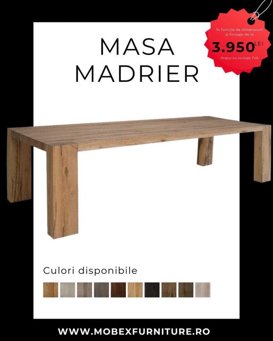Masa din lemn de stejar-Fabrica-posibilitate personalizare
