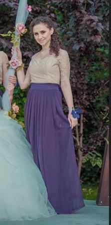 Vand rochie mov si dantela crem domnisoara onoare