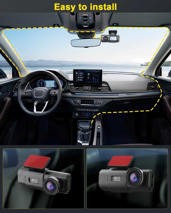 Camera de bord auto DVR, inregistrare video 4K UHD, cu Vedere Nocturna