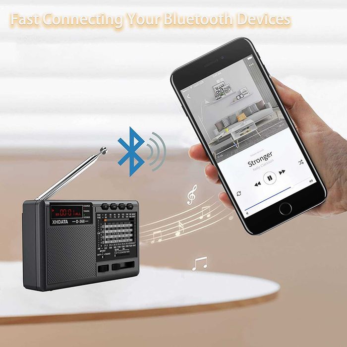 XHDATA D368 Portable Transistor Radio FM,AM(MW),SW,Bluetooth USB TF плейър