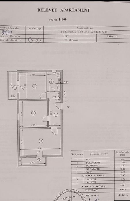 Vând apartament zona centrala decomandat