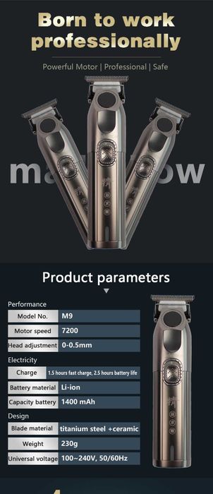 Професионален Skeleton тример Madeshow M9 7200 T-Blade база