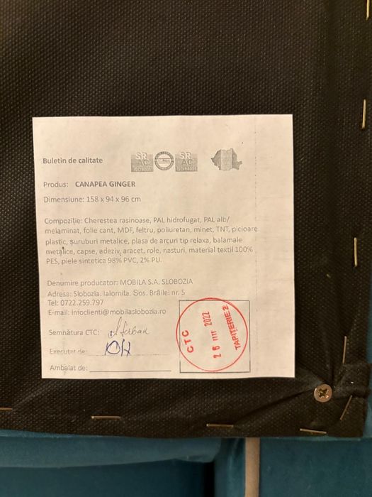 Canapea Ginger Blues Naturlich