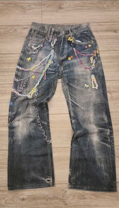 Blugi Acne Studios 1981M Baggy Fit Trompe L'oeil Print Marimea M
