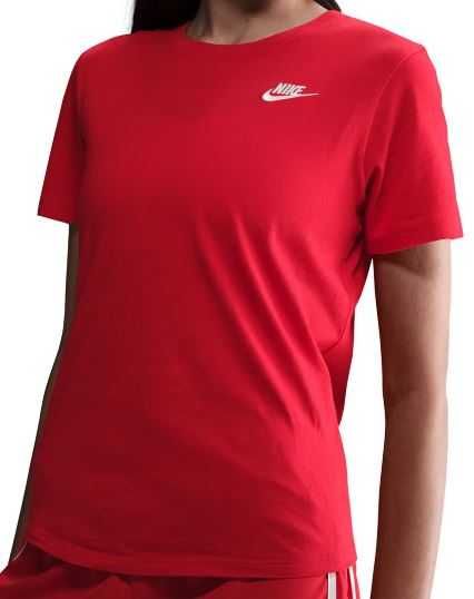 Nike, Tricou cu decolteu la baza gatului Sportswear Club Essentials, Rosu