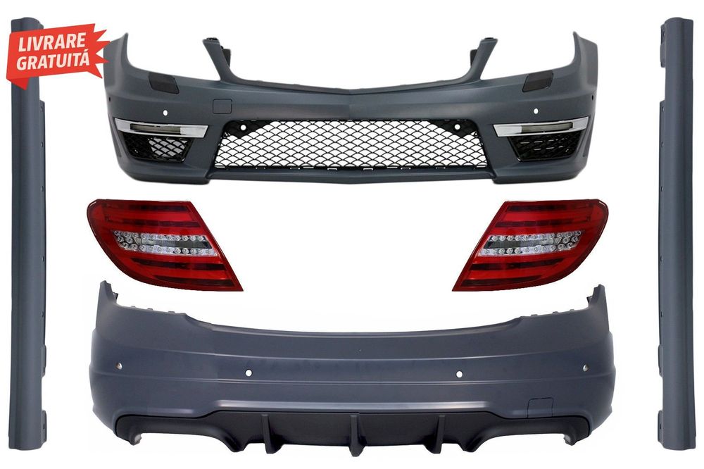 Pachet Exterior Mercedes C-Class W204 Facelift (2007-2015) cu Stopuri LED- livrare gratuita