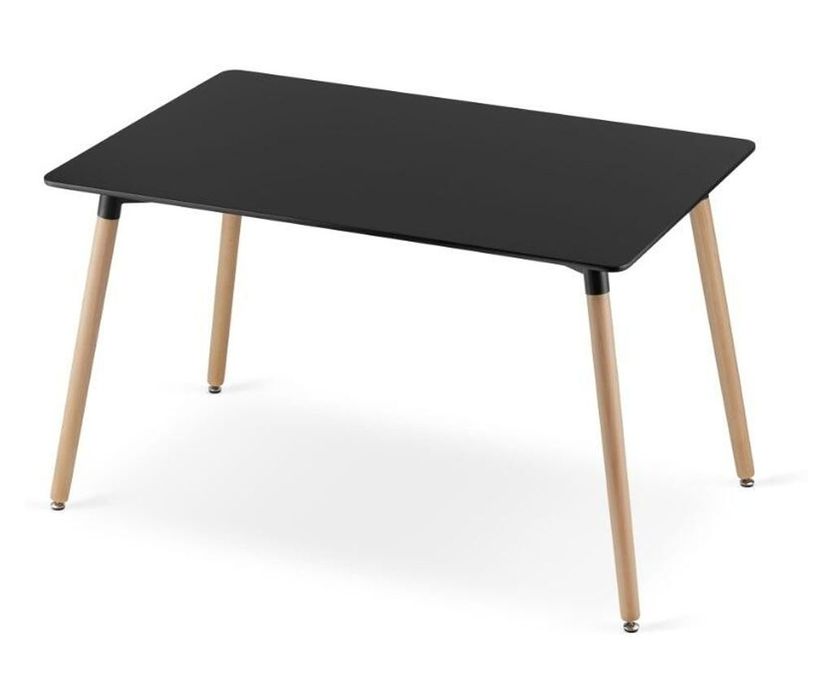 Модерна трапезна маса Кухненска 4 с дървени крака регулируеми  черна