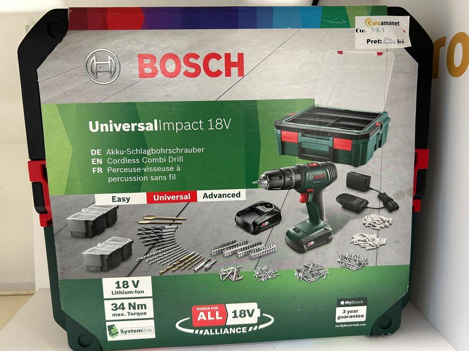 Masina de gaurit si insurubat cu percutie pe acumulator Bosch -D-