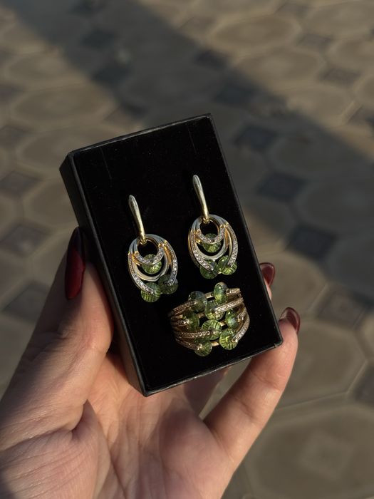 Золото Комплект серьги кольцо