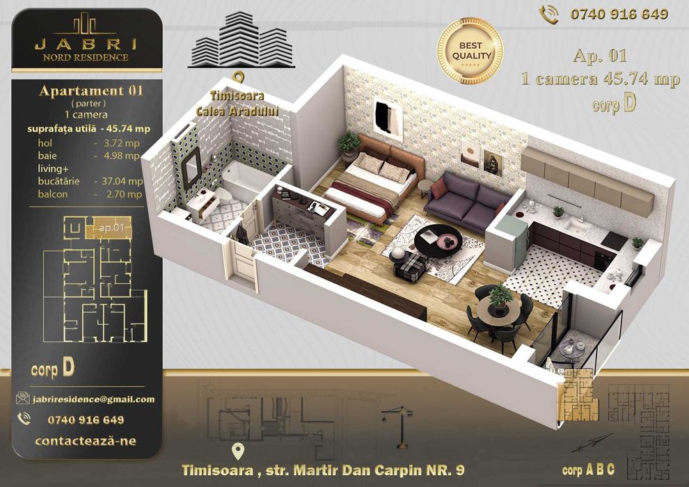 Apartament cu 1 camera de vanzare