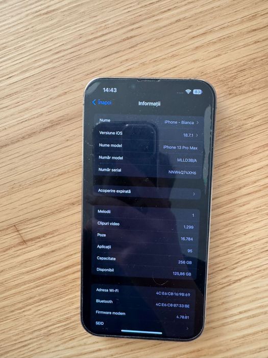 Vand Iphone 13 pro max 256 Gb Gold