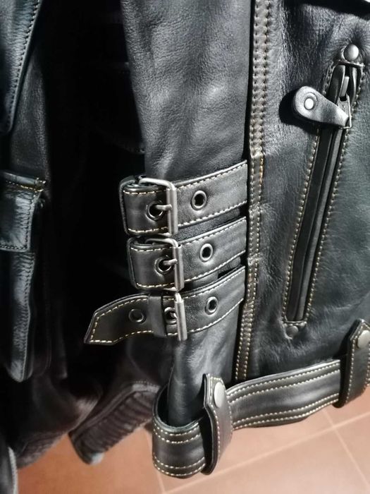 Кожено яке Motomall Rock черно мото мотор чопър