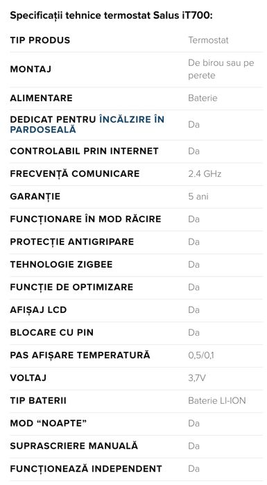 Termostat centrala /incalzire pardoseala smart zigbee wifi Salus IT700