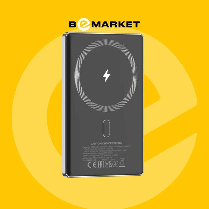 Портативный аккумулятор CANYON OnPower 505 slim 5000 mAh Dark Grey