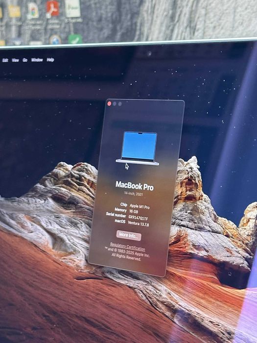 MacBook Pro 14 M1 silver, MDM, отличен, 16GB ram; 512GB SSD