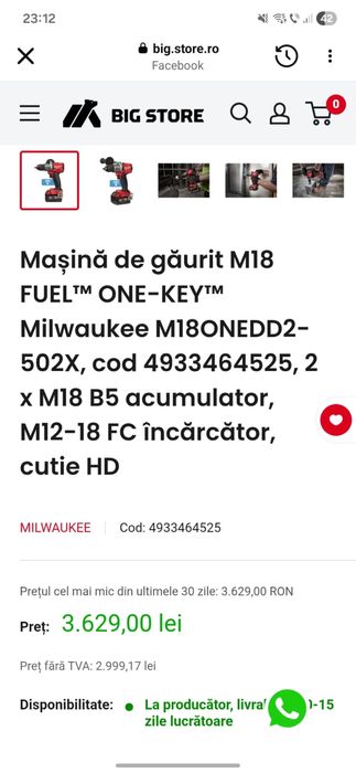 Masina de gaurit Milwaukee M18