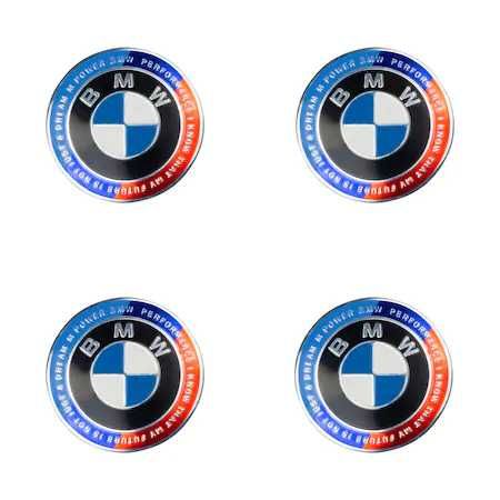 Set 4 Capace Roti BMW 56mm / 68mm Editie 50 De Ani Embleme Jante Sigle