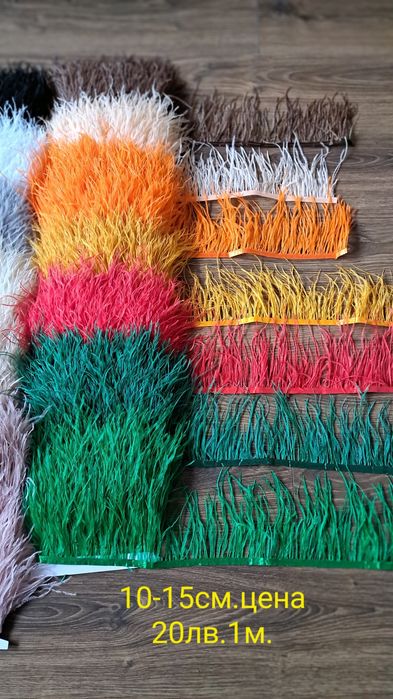 Щраусови пера на лента 10-15см.