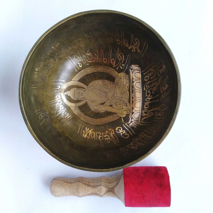 Bol Tibetan Handmade Plain 15.5 - 18 cm si Gravat Buddha si Ganesha