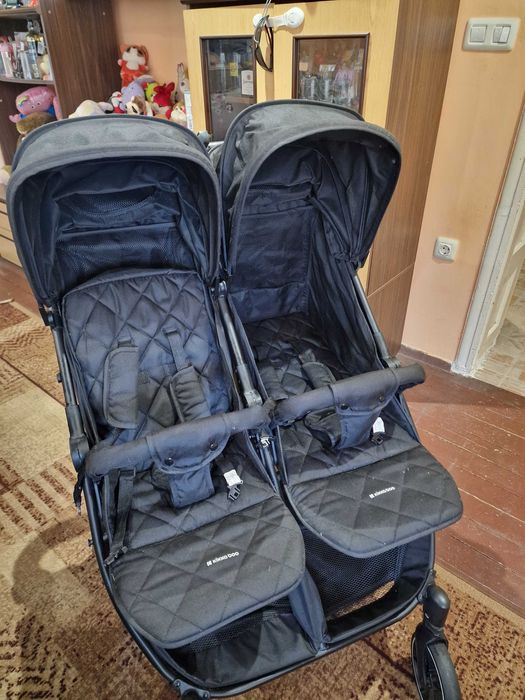 Количка за близнаци Kikka Boo Happy 2 Black 2023