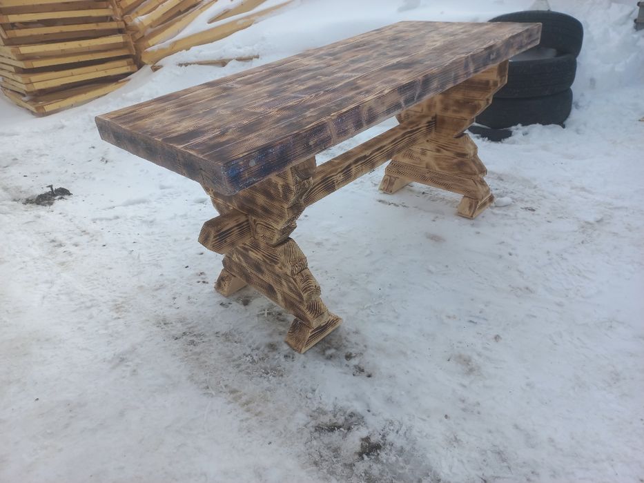 Стол уличный банный деревянный