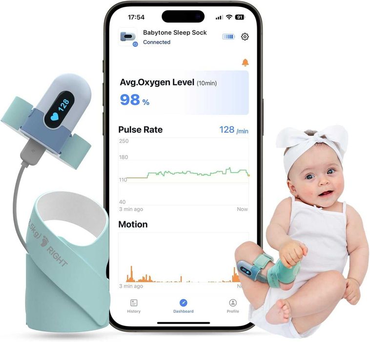 Бейбифон Babytone за наблюдение на сън, проследяване на сърдечната честота и движението на бебе