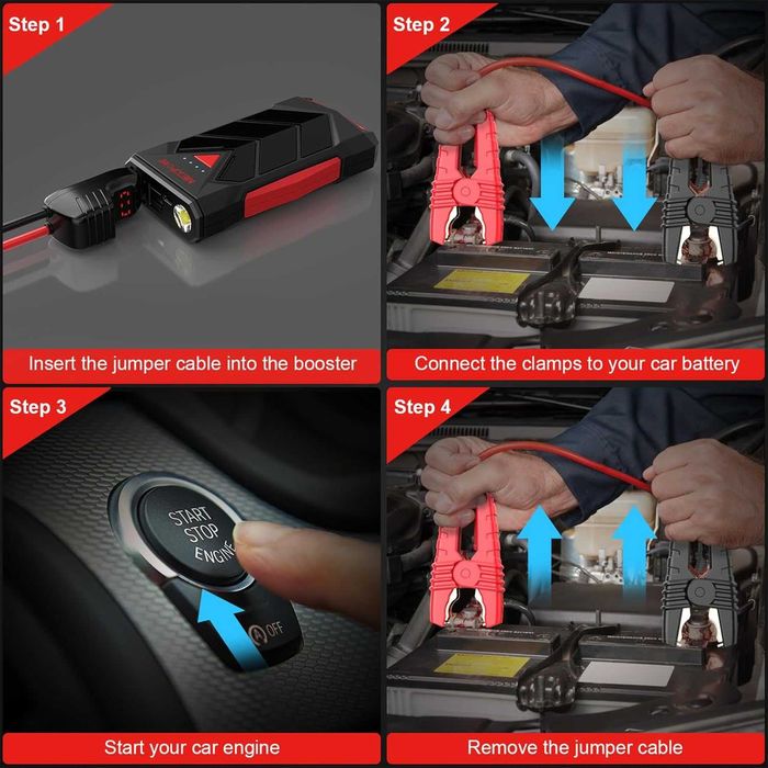 Пусковое зарядное (power bank) устройство NEXPOW T11F 1000A 10400 мAч