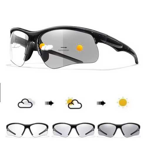 Ochelari ciclism, rama negru/rosu, gri si negru, lentile fotocromatice