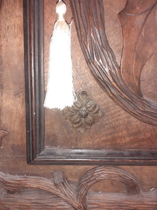 Стар рядък антикварен дървен шкаф за ключове Black Forest